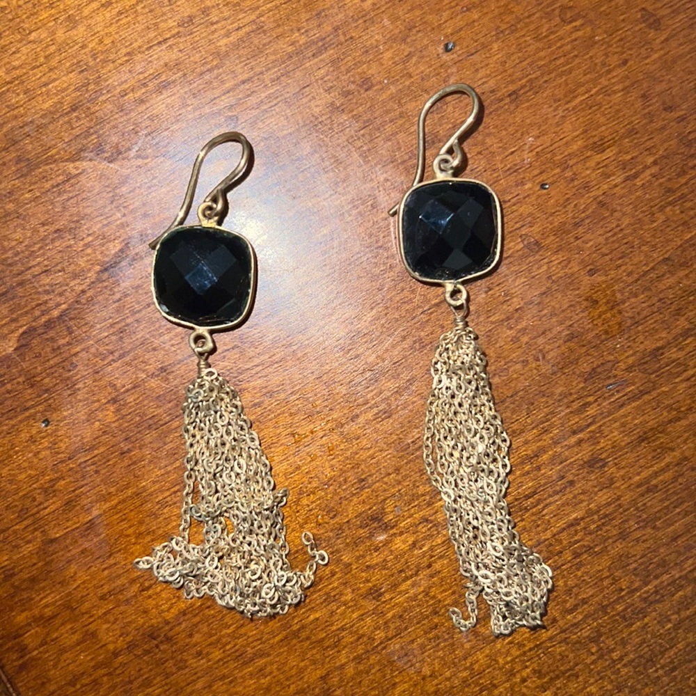 Black and Gold Hanging Earrings